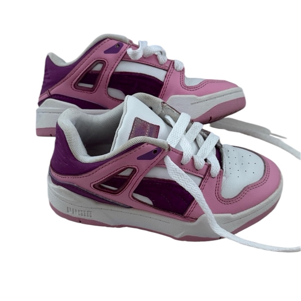Puma Little Girl Slipstream Runaway Lace Up Sneaker Size 1 Pink, Purple & White - Picture 5 of 15